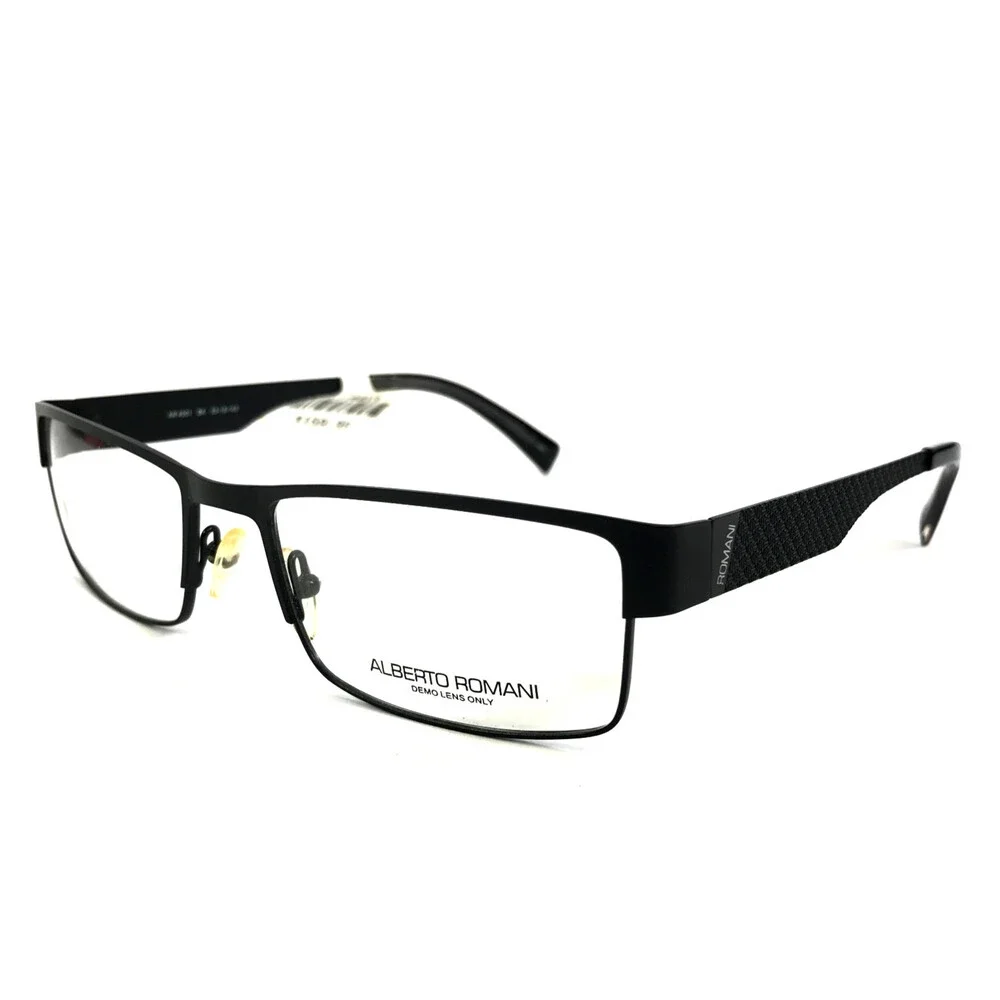 Alberto Romani Eyeglasses Frames AR4001 BK Matte Black Rectangle 53-18-140